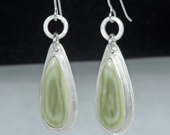 Imperial jasper and sterling silver circle earrings