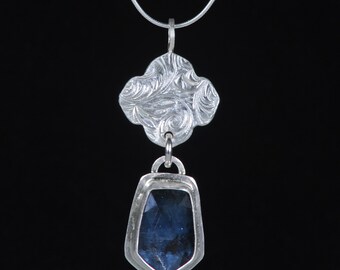 Moss Kyanite, sterling and fine silver pendant