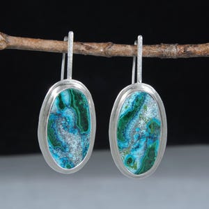 Chrysocolla and sterling silver earrings