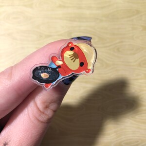 Pascal with Skillet Acrylic Pin - ACNH, ACNL, perfect for backpacks or jackets, clear acrylic, otter pin