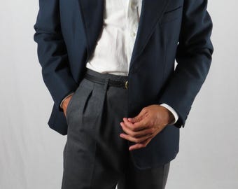 Veste Sport Henry Poole Savile Row - 100% Cachemire - Taille 50 R - Tweed Bleu Nuit - Occasion Parfait état