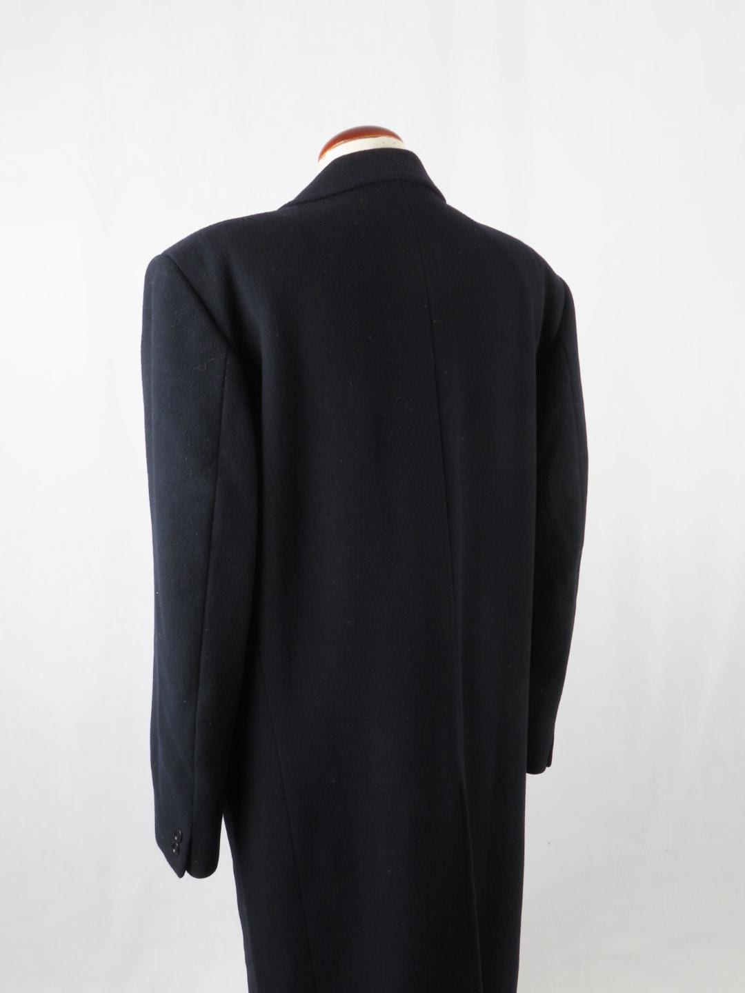 Vintage 90 Double Breasted Navy Overcoat 100% Virgin Wool 40