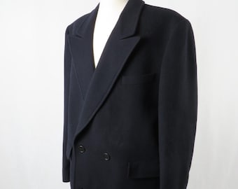 【archive】90's WOOL DOUBLE BREASTED COAT 1980s 1990s Charcoal Grey Wool Double Breasted Coat