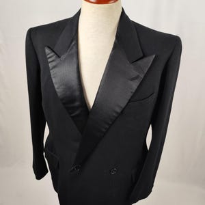 50&#39;s Vintage Full Bespoke French Dinner / Tuxedo Jacket 2x1. Size 40/42UK 50/52IT