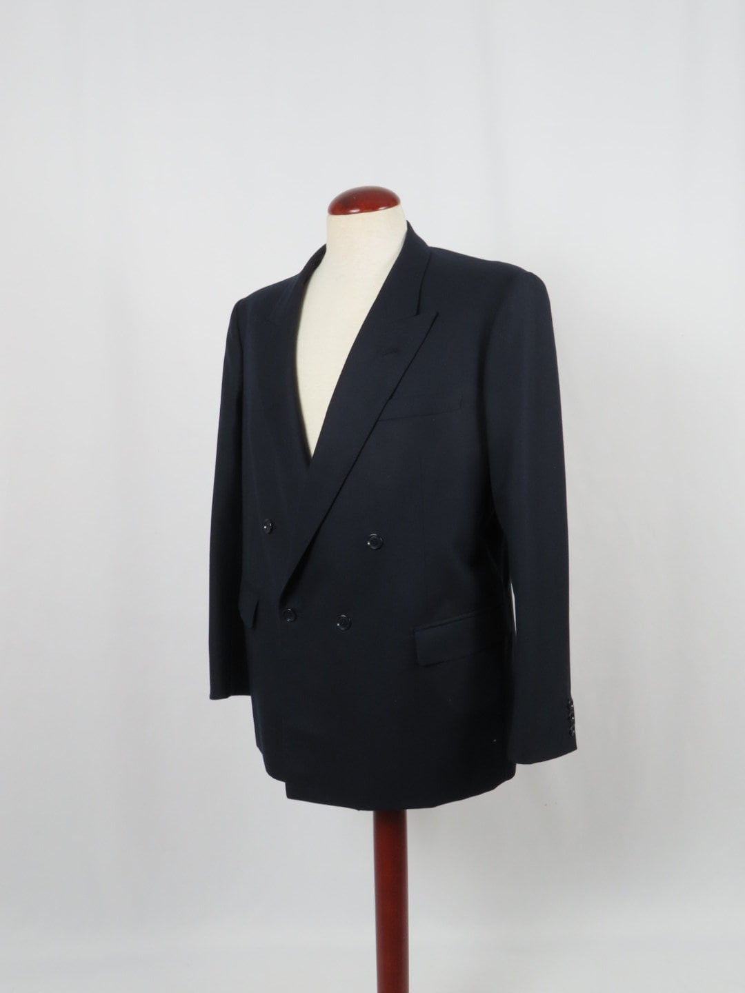 1986 Vintage Bespoke Double Breasted Jacket Navy Blue 42UK