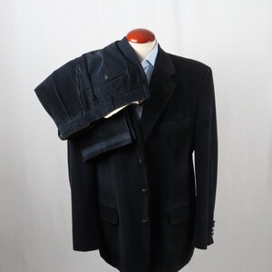 80s Drape Cut Navy Blue Corduroy Suit. Armani Style 46UK 56IT XL