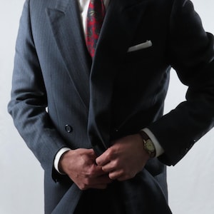 80-tals Power Suit Bred Twill 100% Ull 38UK 48IT