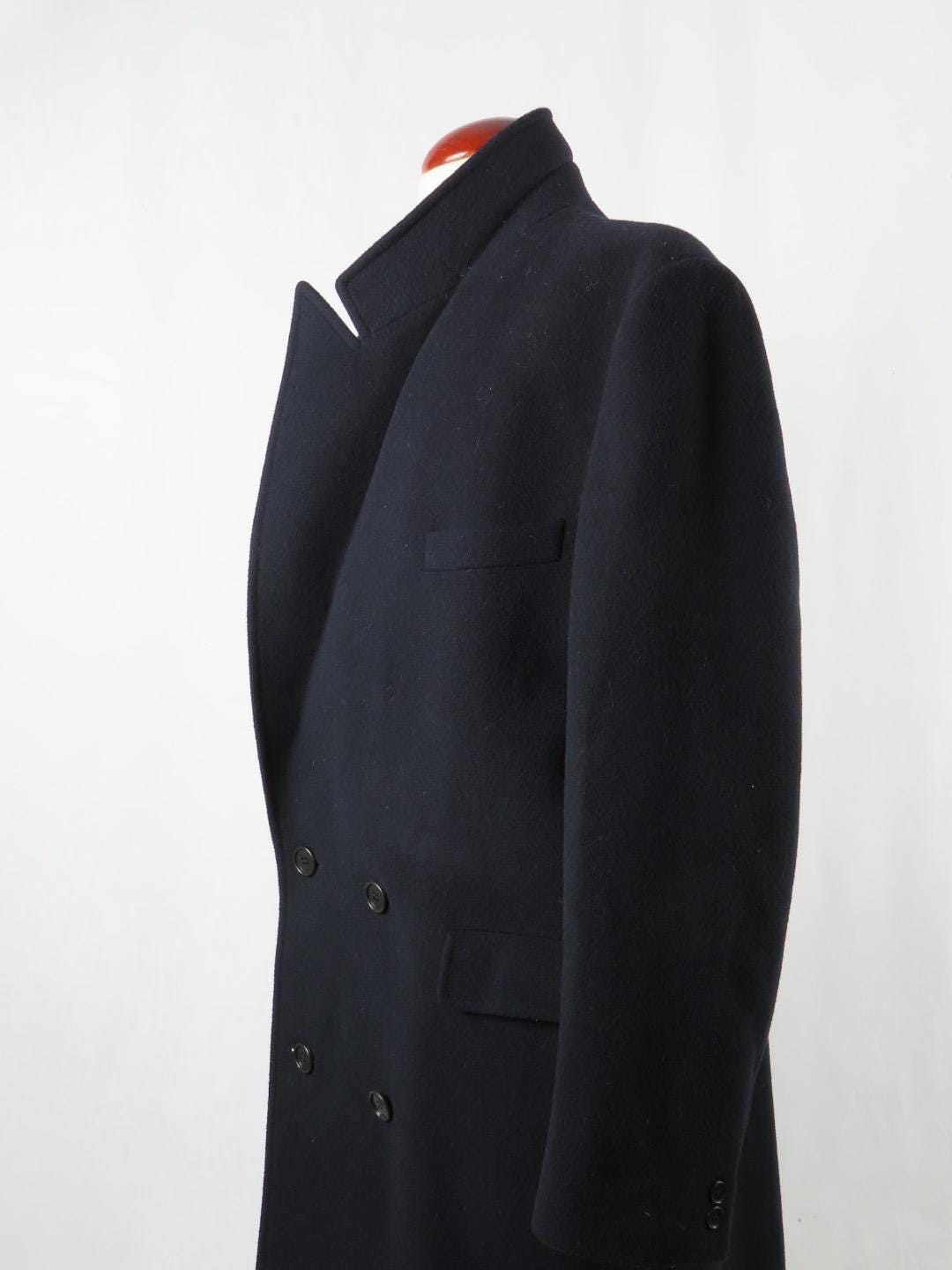 【archive】90's WOOL DOUBLE BREASTED COAT 1980s 1990s Charcoal Grey Wool Double Breasted Coat