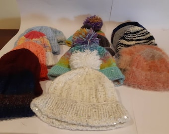 Hand Knitted children's beanies Fit baby to toddler