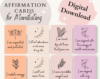 Affirmations for Manifesting - Positive Affirmations - Affirmation Cards - Digital Download - Peach Colors 2024