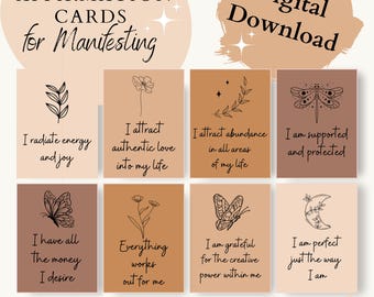 Affirmations for Manifesting - Positive Affirmations - Affirmation Cards - Digital Download - Mocha Colors 2025