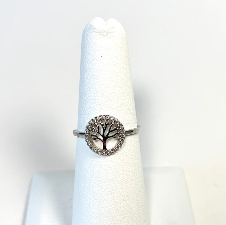 Sterling Silver Tree of Life Family Tree CZ Rhinestone Ring