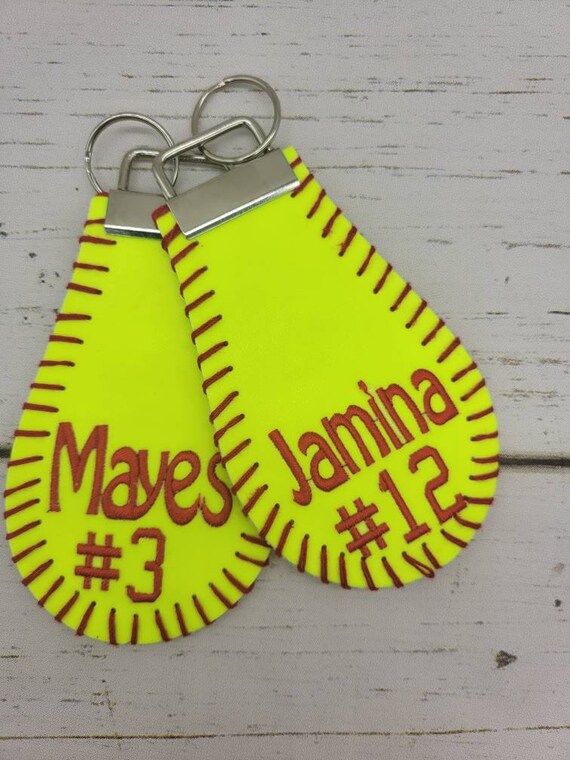 Team Softball Keychain Personalized Softball Key Chain Etsy