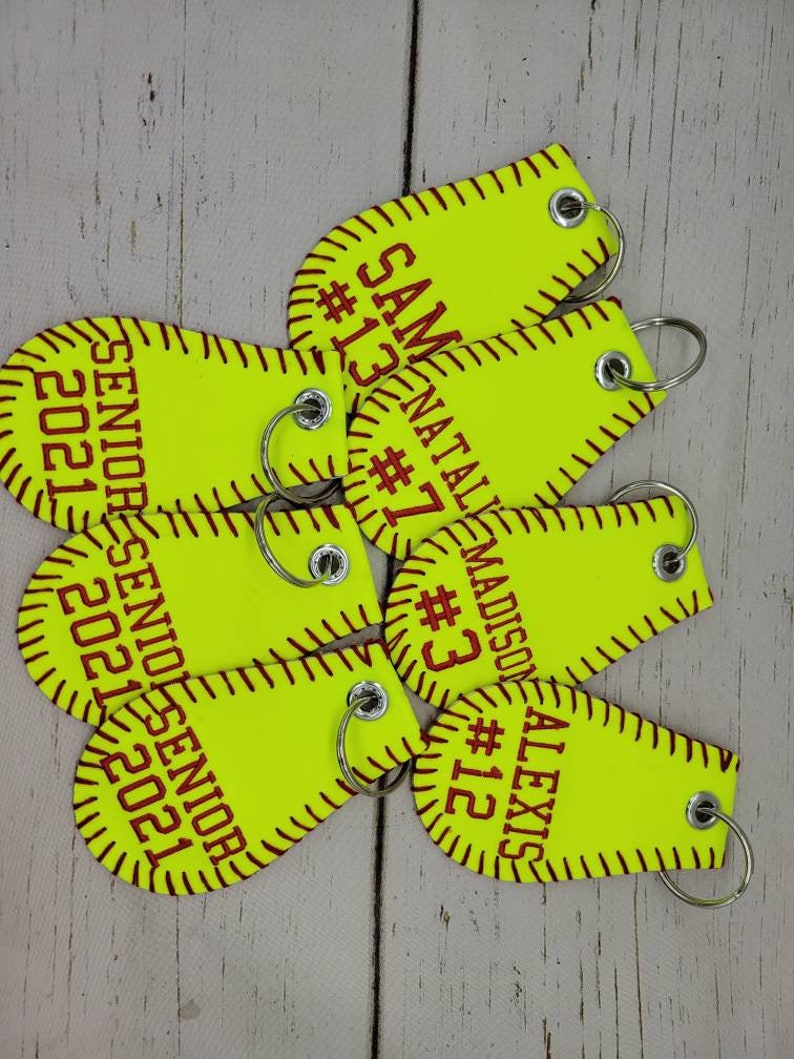 Softball Keychain Personalized Softball Key Chain Embroidered Etsy
