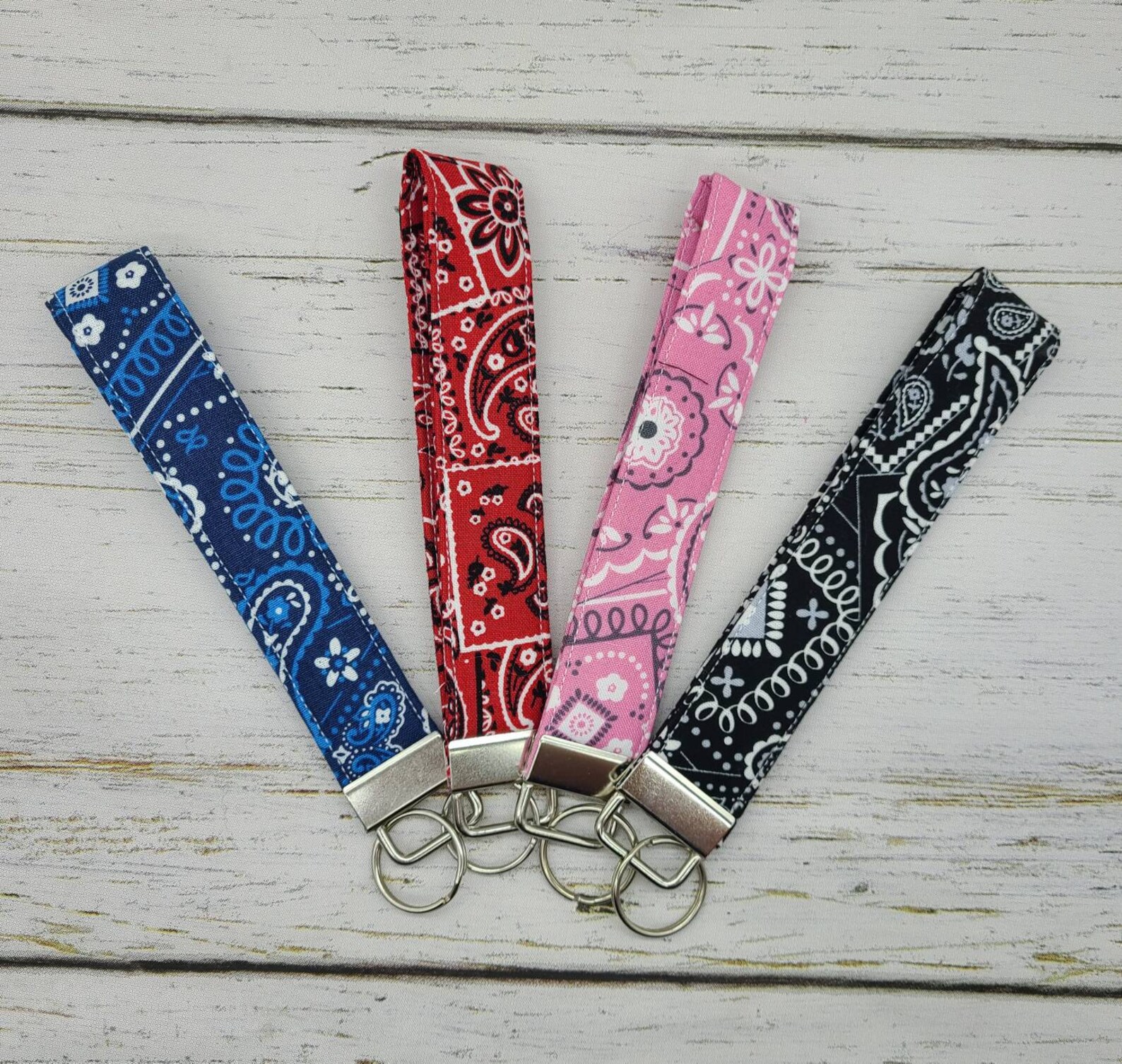 Bandana keychain Wrist keychain fabric key fob wrist Etsy