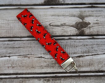 Ants fabric wristlet key chain, fabric key fob, fabric wrist lanyard, wristlet key chain, lanyard key ring