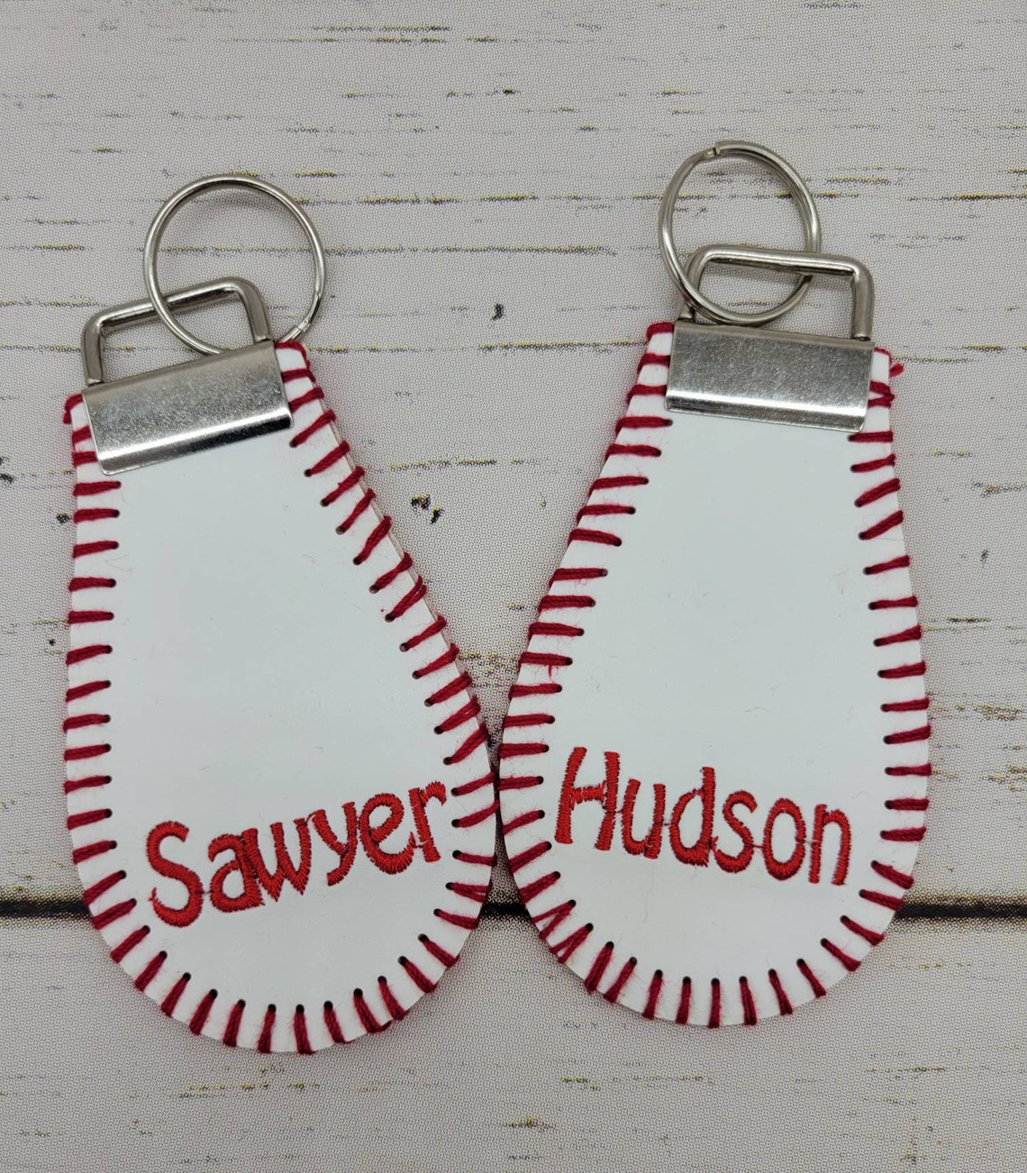 Baseball Keychain Personalized Baseball Keychain Embroidered Etsy