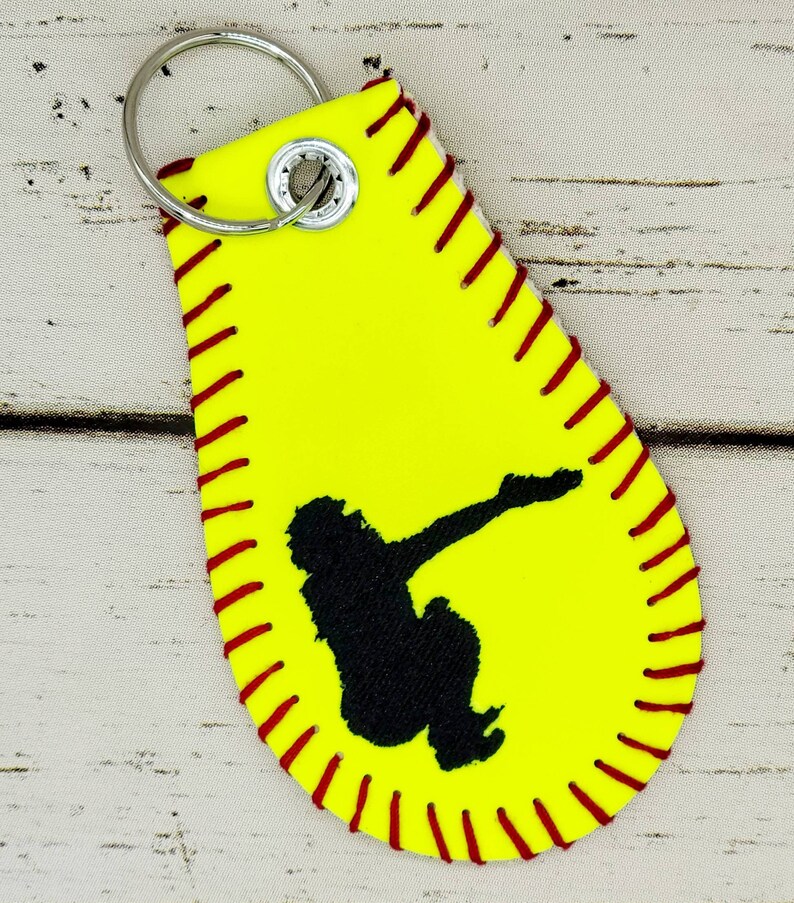 Softball Keychain Personalized Softball Key Chain Embroidered Etsy