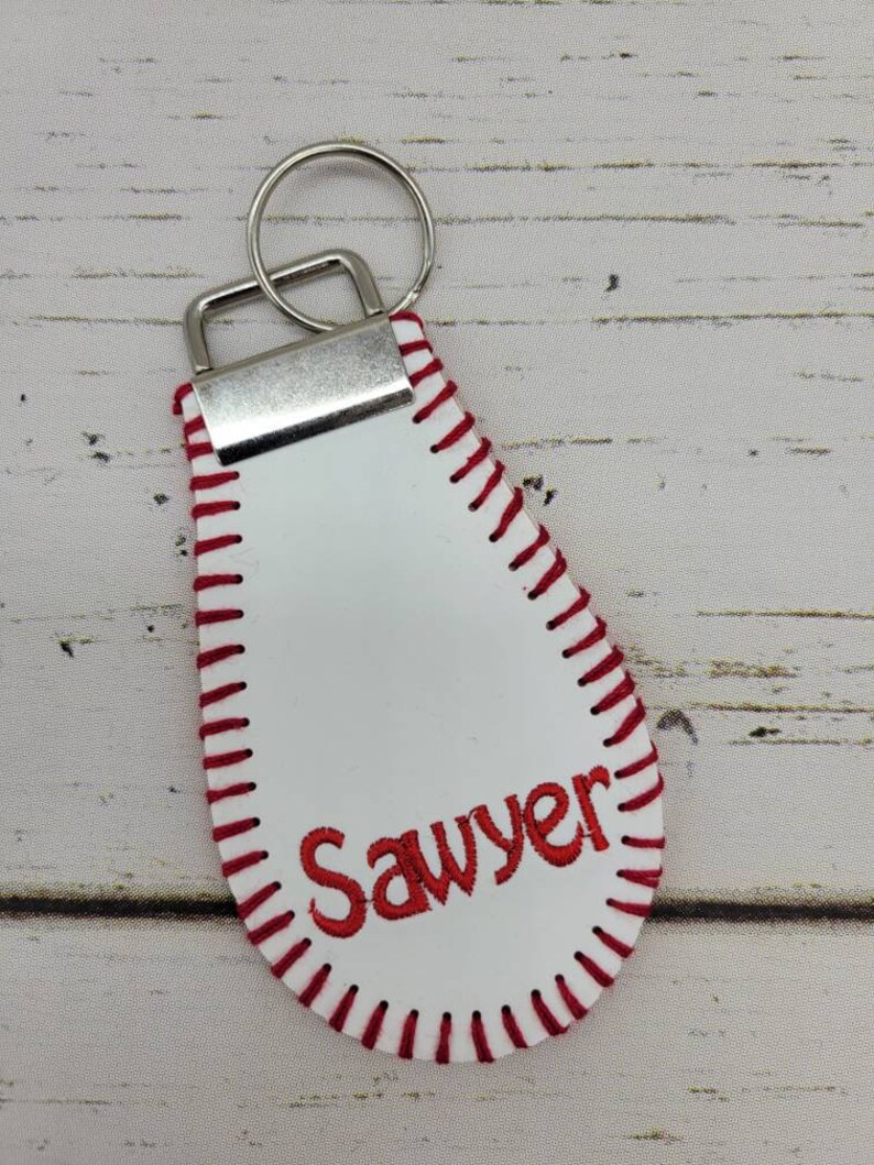 Baseball Keychain Personalized Baseball Keychain Embroidered Etsy