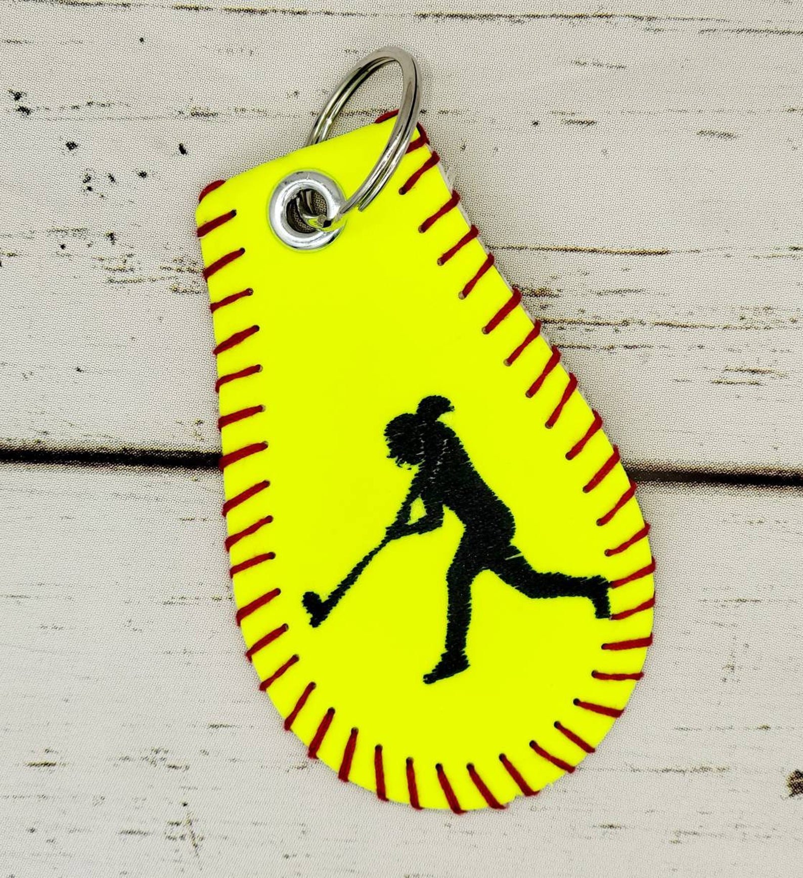 Softball Keychain Personalized Softball Key Chain Embroidered Etsy