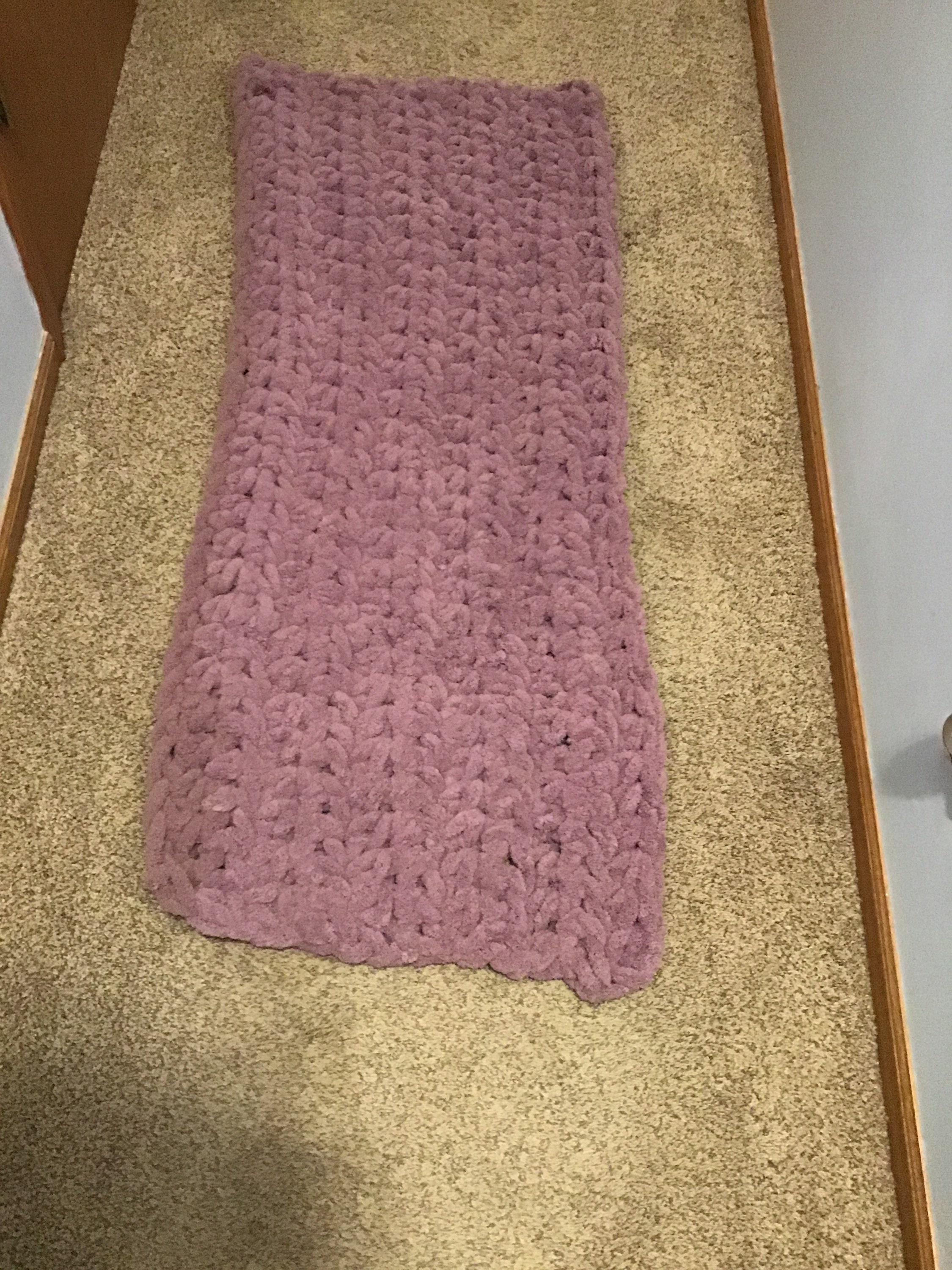 Super Soft Chunky Yarn Rug Crocheted 23x 54 Runner Lavender Etsy