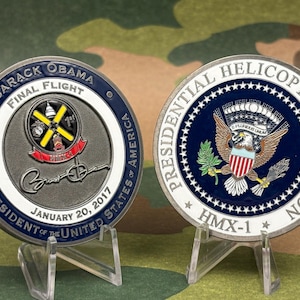 2インチ バラク・オバマ大統領署名入り HMX-1 最終飛行記念チャレンジコイン