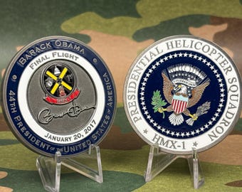 2" President Barack Obama Signature HMX-1 Final Flight Commemorative Challenge Coin