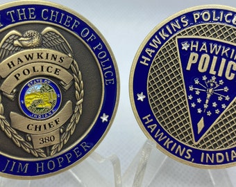 Jim Hopper Hawkins Chief of Police Cosplay Presentation Challenge Coin Stranger Things Numbered