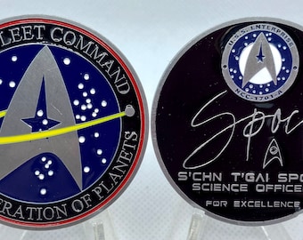 2” Star Trek S’Chn T’Gai Spock Science Officer USS Enterprise Challenge Coin
