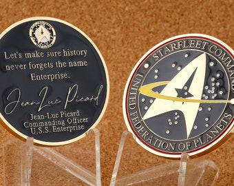 2” Gold Star Trek Captain Jean-Luc Picard Commander USS Enterprise Challenge Coin