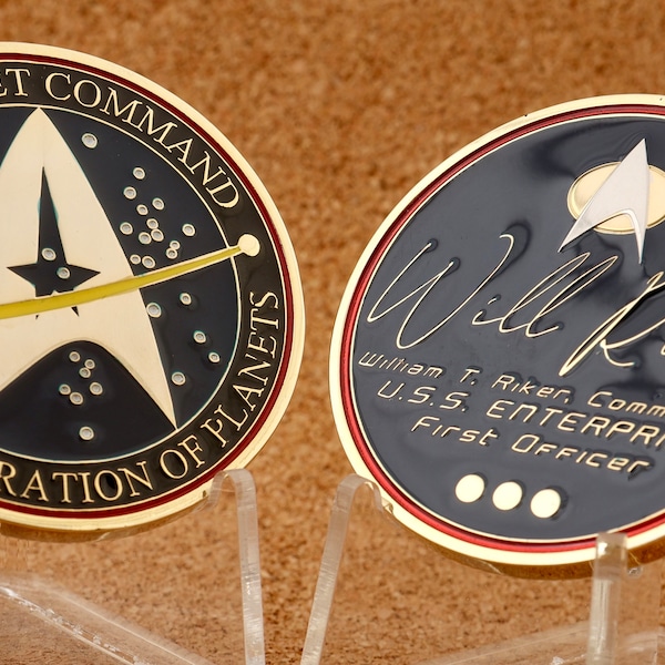 2” Gold Star Trek Commander Will Riker USS Enterprise Challenge Coin 1st Edition