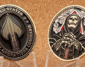 Gold Plated U.S. Army Special Operations Command USASOC SOCOM 2" Challenge Coin USSOCOM