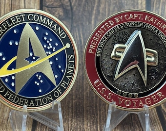 2” Gold Star Trek USS Voyager Captain Kathryn Janeway Challenge Coin