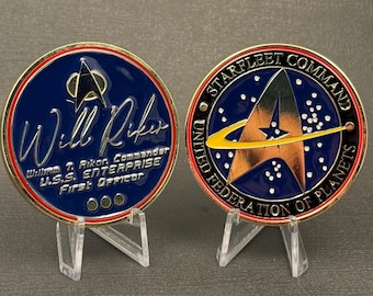 2” Gold Star Trek Commander Will Riker USS Enterprise Challenge Coin 1st Edition