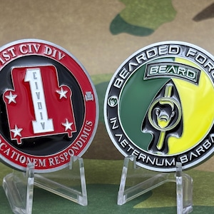 1st CIV DIV Bearded Forces Army Navy Air Force Marine Veteran Challenge Coin Special Delta Force