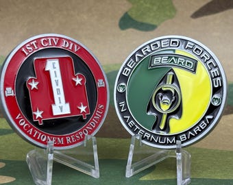 1st CIV DIV Bearded Forces Army Navy Air Force Marine Veteran Challenge Coin Special Delta Force