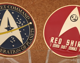 2” Gold Star Trek Red Shirt I May Not Make It Challenge Coin Funny Trekkie