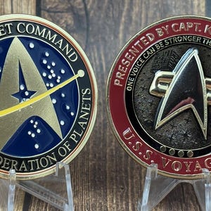 2” Gold Star Trek USS Voyager Captain Kathryn Janeway Challenge Coin