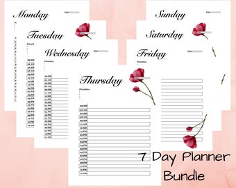 Floral Islamic Art 7 Day Digital Planner |Muslim Agenda 2020 Calligraphy Font lArabic Student Planner Printables|Eid Academic planner gift