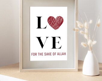 Love for the Sake of Allah Islamic Print Wall Art|Arabic calligraphy font canvas download|Muslim Home Decor Gift