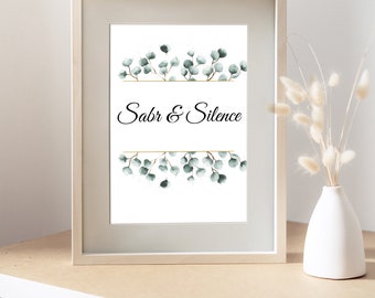 Sabr and Silence Boho Islamic Wall Art | Islamic Printable Art | Islamic Gifts | Islamic Home Decor | Islamic Poster Quotes| Eid Gift