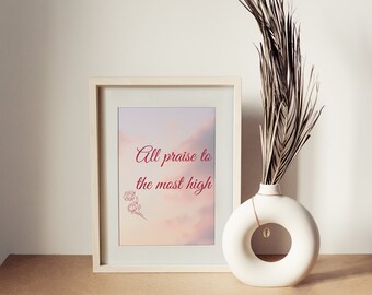 All Praise To The Most High Islamic Print Wall Art|Arabic calligraphy font canvas download|Muslim Home Decor Gift