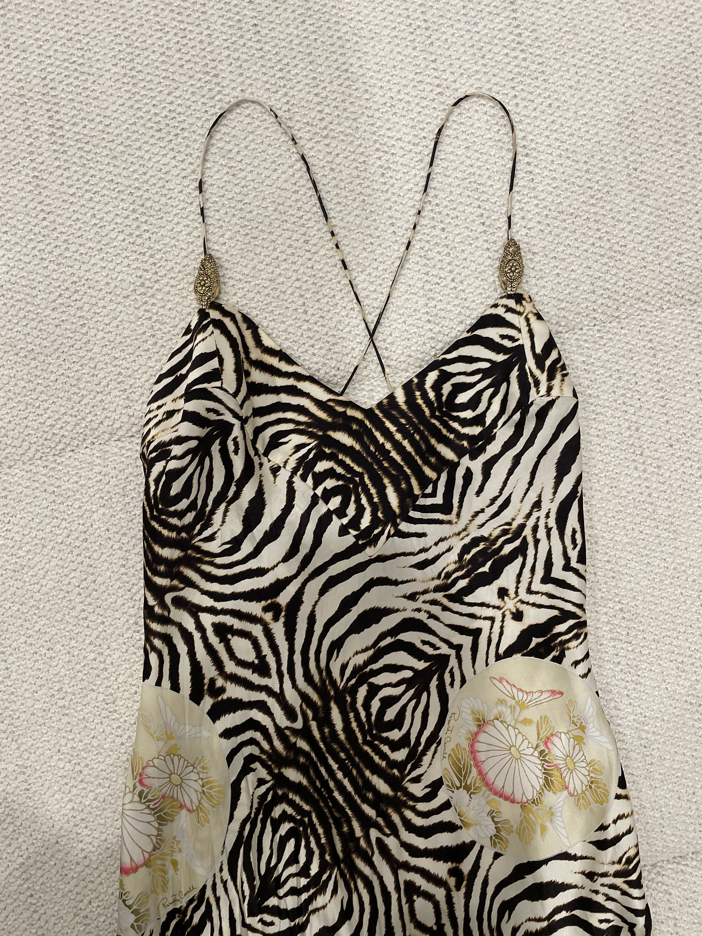 Roberto Cavalli Junior floral-print silk dress - Neutrals