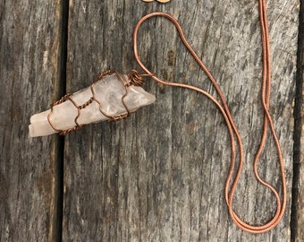 Wire Wrapped Star Rose Quartz for Heart Chakra