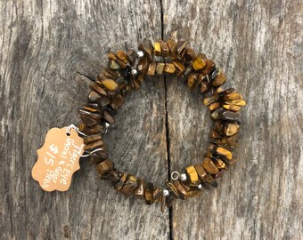 Tiger's Eye Wire Bracelet for Sacral and Solar Plexus Chakras