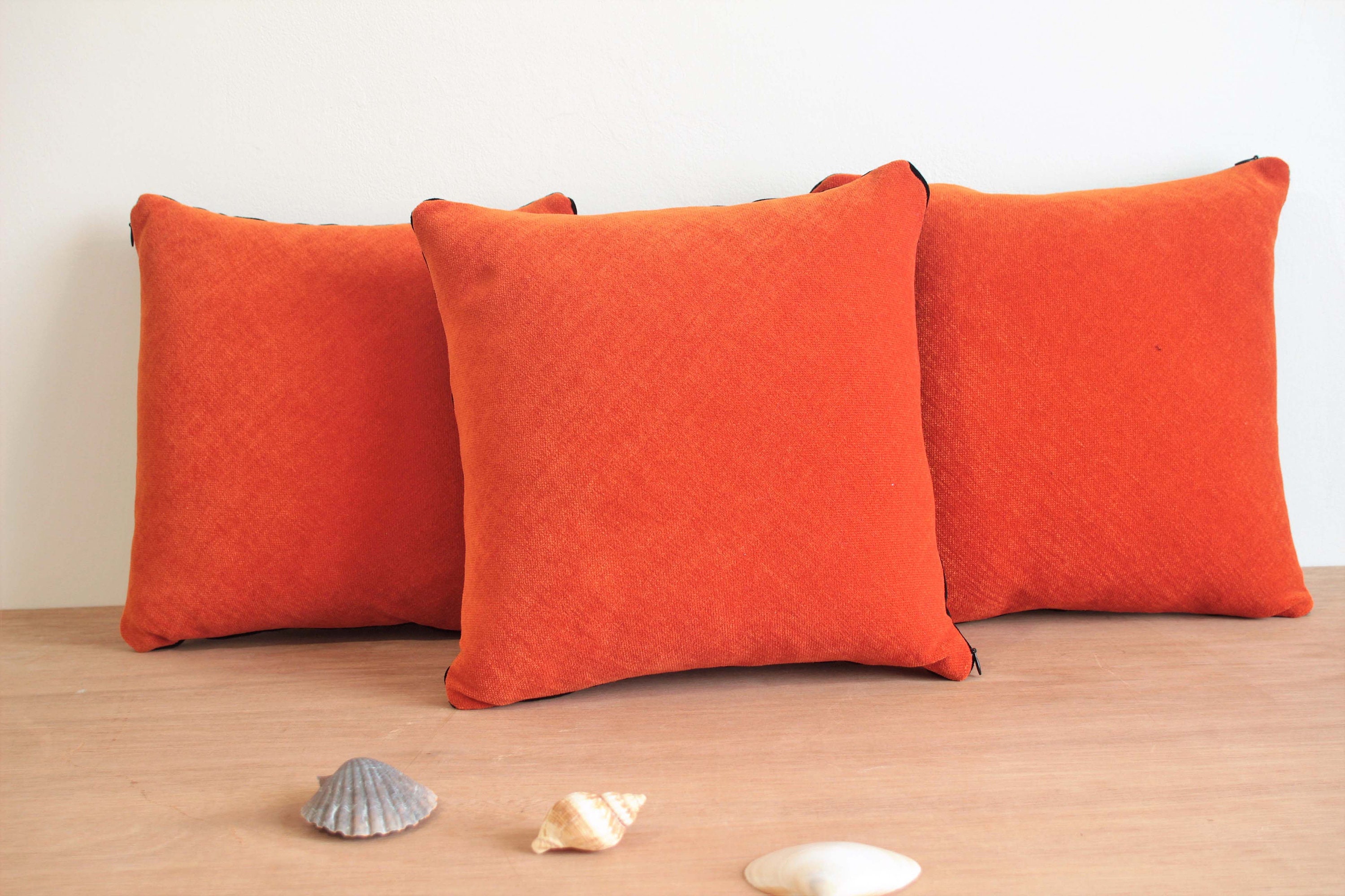 Ensemble de 3 Coussins Déco en Velours - Bicolores 35x35cm