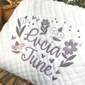 Embroidered baby blanket, Personalized baptism blanket, baby shower gift for new mom, muslin baby blanket, embroidered baptism blanket