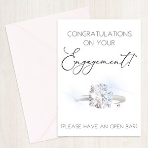 Open Bar(Best Friend Engagement Card, Engagement Card, Marriage Card, Funny Engagement Card, Congratulations Card, Engaged Card, Funny Card)