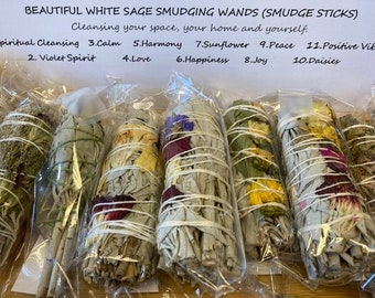 Beautiful Smudging Wand (Stick) Bundles Kit Gift Sets instructions inc