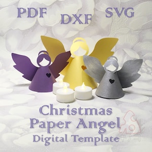 Christmas Paper 3D Angel, Tealight, Home Decoration, Party, SVG DXF PDF, Cut Files, Digital Template, 3D Christmas, New Year